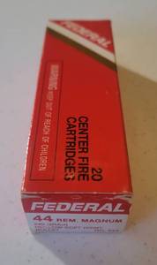 lot 1170 image: Federal 44 Remington Magnum 240 Grain Hollow Soft Point No. 44A - Box of 20