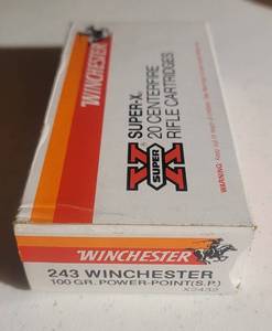 lot 1173 image: Wincester 243 WIN 100 GR Super-X Power-Point - 20 Cartridges - X2432