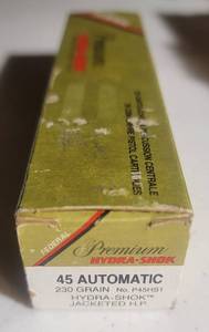 lot 1181 image: Federal 45 Automatic 230Gr Hydra-Shok Jacketed Hollow Point - Box of 20 - P45HS1