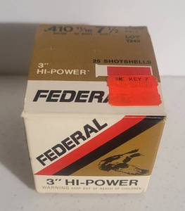 lot 1195 image: Federal 410 Gauge 3 High Power Shot Shells - Box of 25