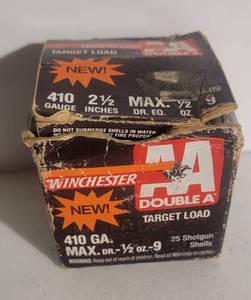 lot 1196 image: Winchester Double A 410 2 12 Shotgun Shells - Box of 11