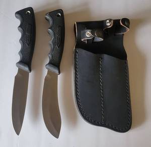 lot 1207 image: Rare Western Coleman Knife Combo Set R14 and R16 Rubber Knife with Sheath