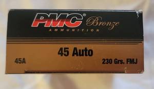 lot 2037 image: PMC Bronze Ammo Full Metal Jacket .45 Automatic 230 Grain - 50 Rounds