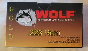 lot 2062 image: Wolf Gold Centerfire Rifle Ammo .223 Remington 55 Grain - 20 Rounds