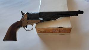 lot 1009 image: 1860 Colt Army .44 Caliber Percussion Brass Frame Revolver with Original Box - Marked BLACK POWDER ONLY CAL 44 Made in Italy - Background NOT Required