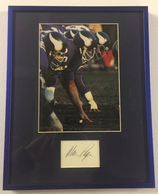 lot 1009 image: Signed Alan Page Cut Signature Minnesota Vikings Framed Autograph