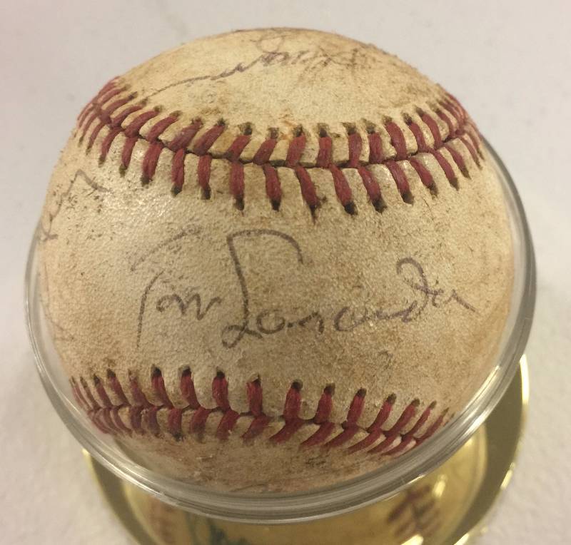 lot 1014 image: 1990s Season Los Angeles Dodgers Team Signed Baseball with Tommy Lasorda as Manager