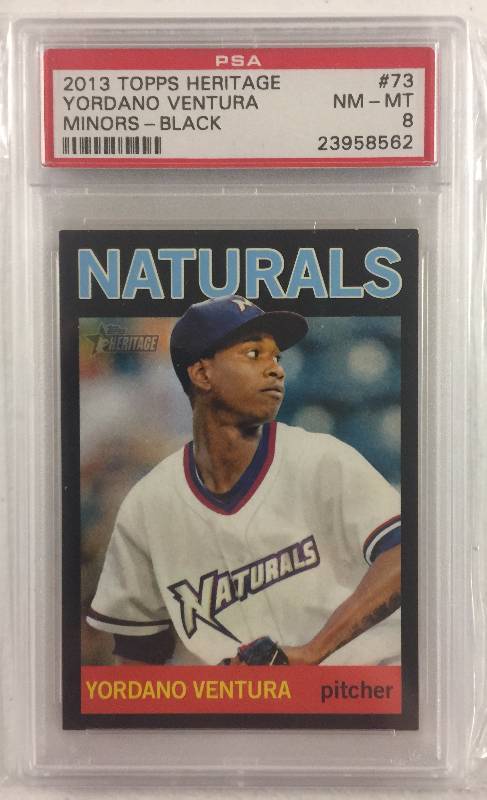 lot 1017 image: 2013 Topps Heritage Minor League Yordano Ventura Black Border PSA 8 Rookie Card
