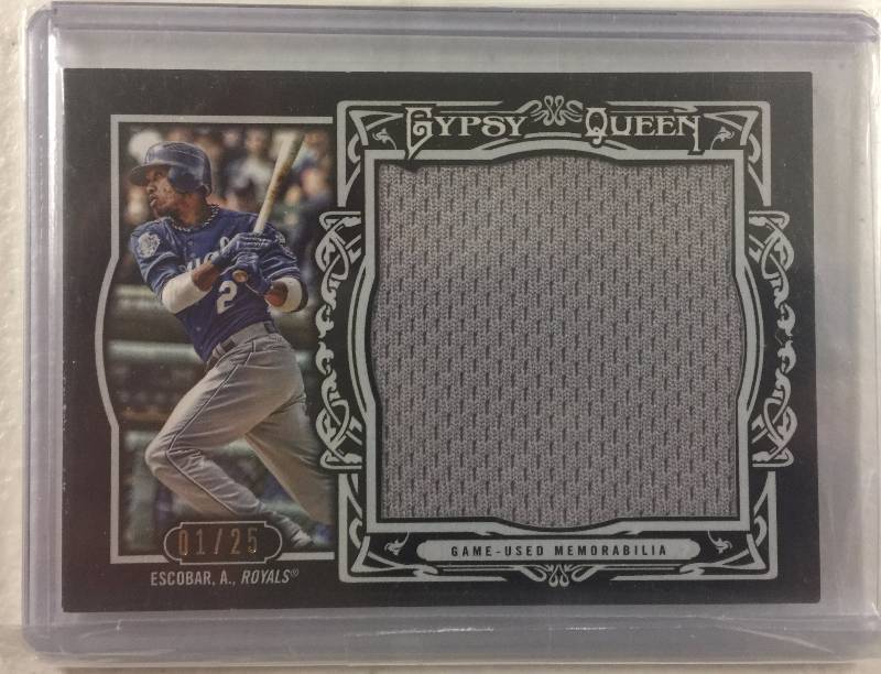 lot 1018 image: Two Kansas City Royals Jumbo Game Used Jersey Cards Alcides Escobar #125 & Billy Butler #310