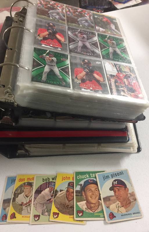 lot 1032 image: Three Binder lot of Baseball Cards including 1959 Topps all the way up to late 2000s cards