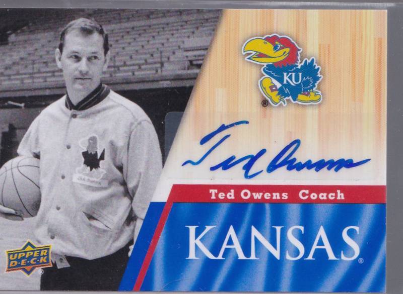 lot 1034 image: Autogaphed 2013 Upper Deck Ted Owens Head Coach University of Kansas Jayhawks 100% Authentic