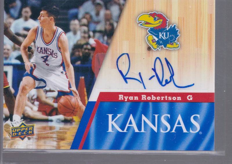 lot 1041 image: Autogaphed 2013 Upper Deck Ryan Robertson University of Kansas Jayhawks 100% Authentic