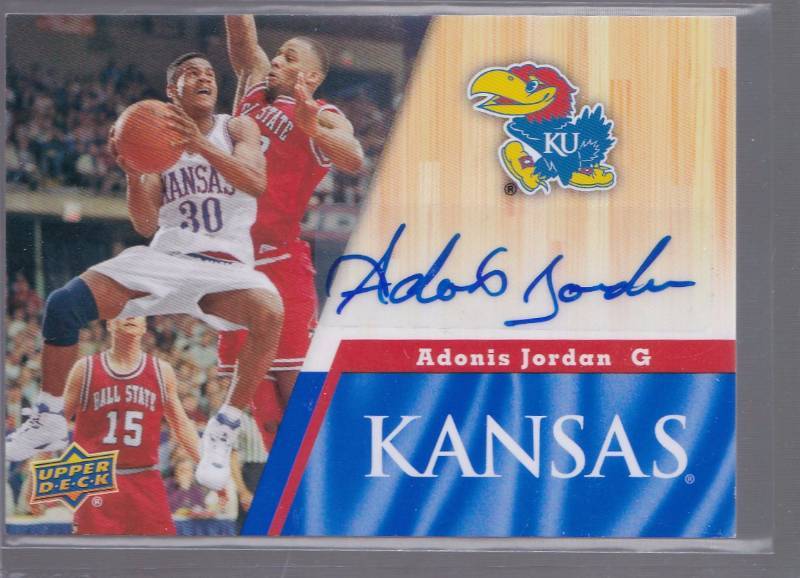 lot 1040 image: Autogaphed 2013 Upper Deck Adonis Jordan University of Kansas Jayhawks 100% Authentic