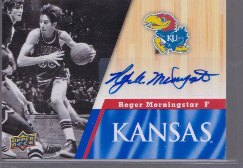 lot 1044 image: Autogaphed 2013 Upper Deck  University Roger Morningstar of Kansas Jayhawks 100% Authentic