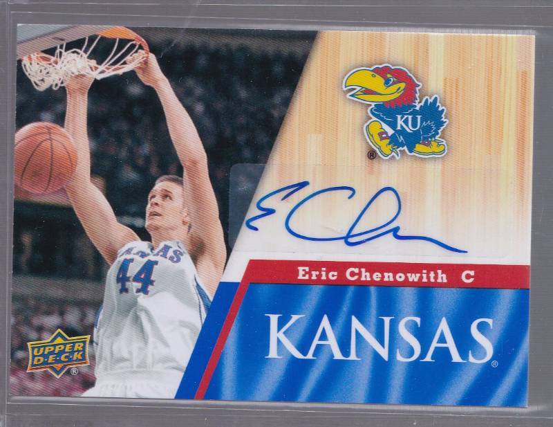 lot 1045 image: Autogaphed 2013 Upper Deck  University Eric Chenowith of Kansas Jayhawks 100% Authentic