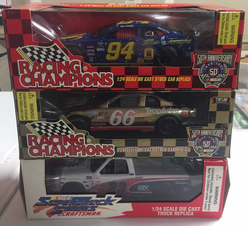 lot 1098 image: Lot of 3 Racing Champions 124 Scale Limited Edition Stock Cars & Truck Brand New