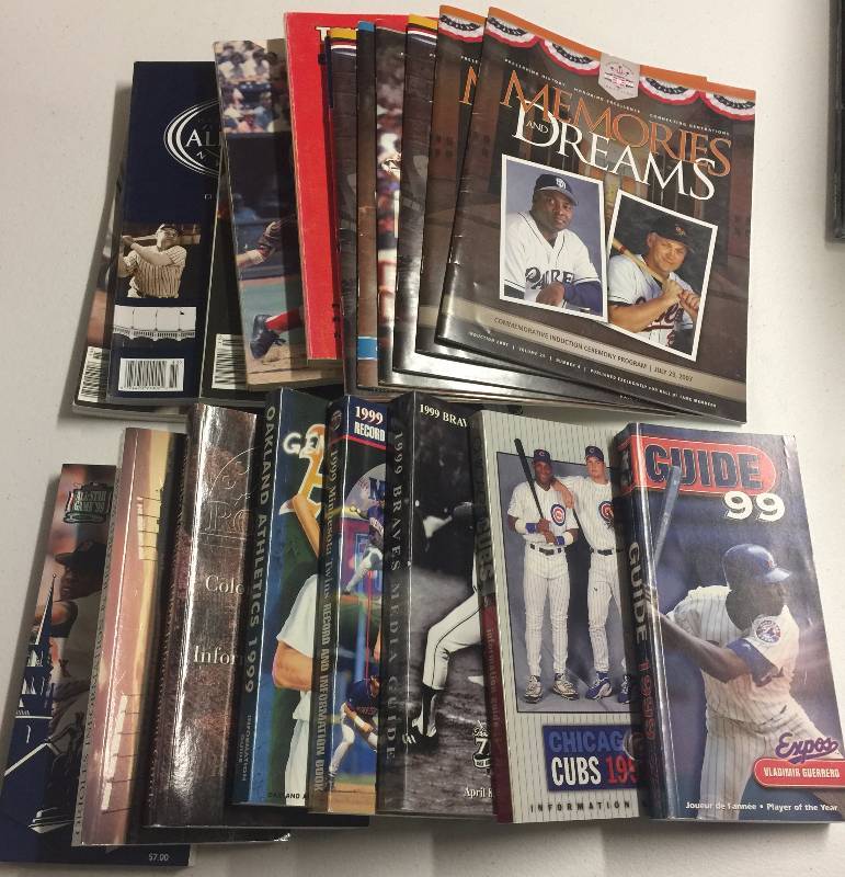 lot 1103 image: Lot of Vintage and Newer MLB Media Guides, Hall of Fame Programs, Score Cards & More 1977-1998
