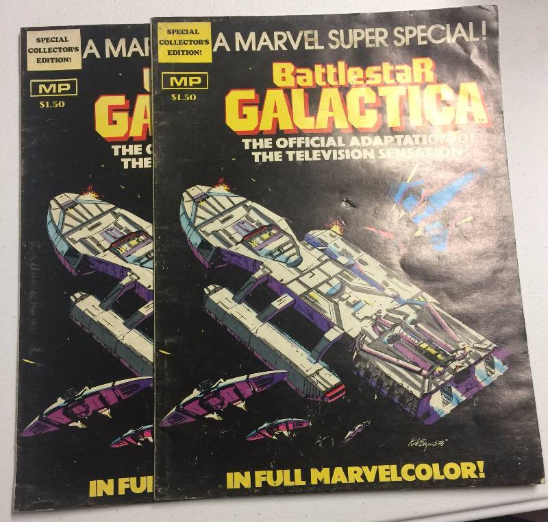 lot 1106 image: Lot of 2 1978 Battlestar Galactica Marvel Comic Books Vintage TV Show Adaptation