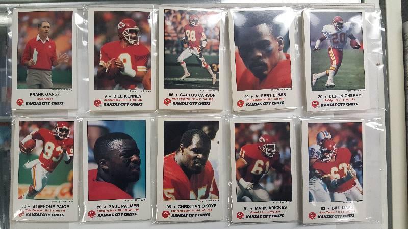 lot 1089DD image: (20) 1988 Kansas City Chiefs Police Card Team Sets with Christian Okoye Rookie Cards