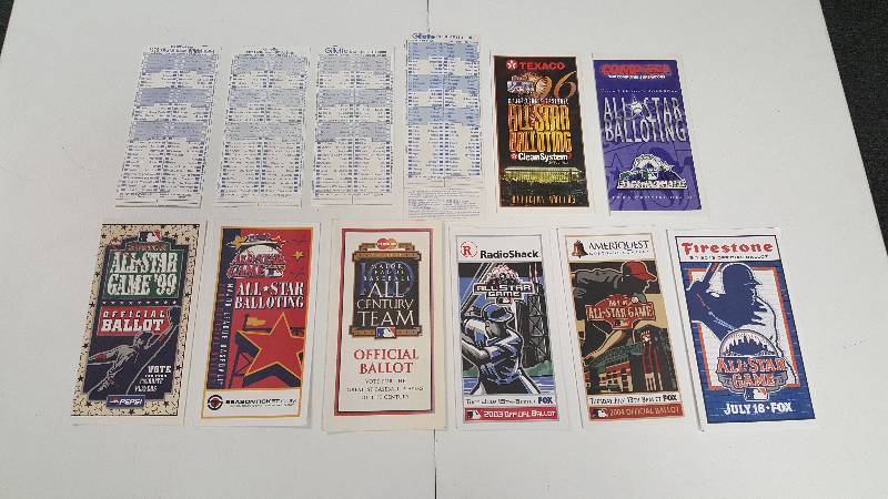 lot 1089G image: Lot of 12 Different Original MLB All-Star Ballots 1979-2013 All-Century Team Unused Mint
