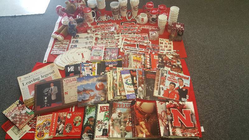 lot 1089MM image: Nebraska Cornhusker Championship Fan Lot Plaque, Media Guides, Programs, Commemorative Magazines & More MEGA