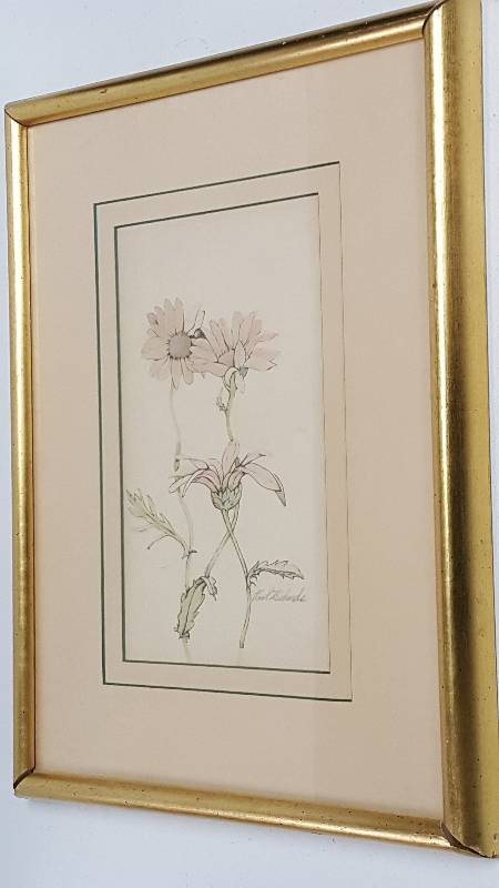 lot 1089UU image: Paul Richards Original Flowers Watercolor Vintage Painting Signed