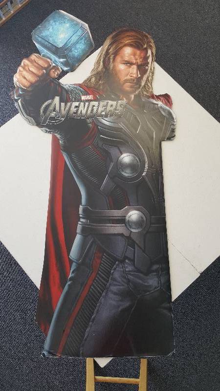 lot 1089ZZ image: Marvel Avengers Movie Thor Promo Cardboard Cut Out Dual Sided Over 4ft Tall