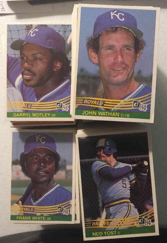 lot 1129 image: Lot of 1984 Over 800 Donruss Baseball Cards Partial Set Kansas City Royals
