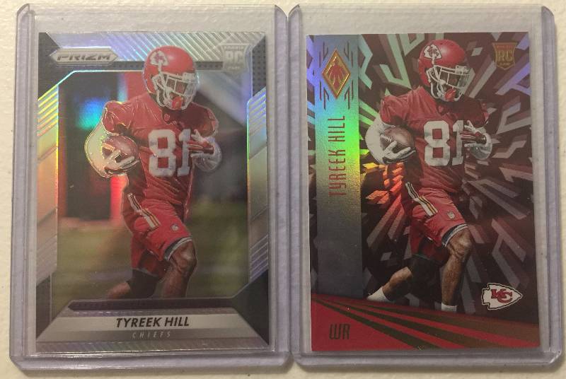 lot 1055 image: Lot of 2 Tyreek Hill Rookie Cards 2016 Prizm & Panini Pheonix Kansas City Chiefs Phenom