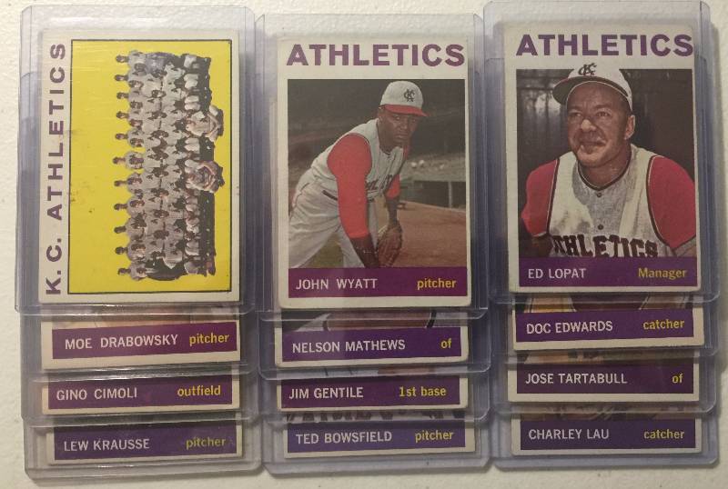 lot 1058 image: 12 Card 1964 Topps Kansas City Athletics As Vintage Baseball Card Team Lot