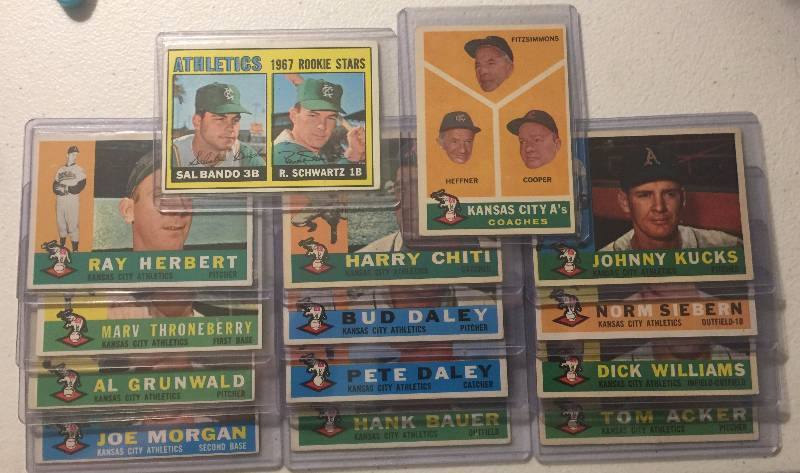 lot 1059 image: 1960 Topps Kansas City Athletics As Vintage Baseball Card Team Lot