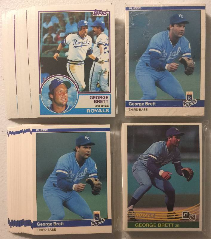 lot 1061 image: 1983, 3x 1984 Fleer & Donruss Kansas City Royals Team Sets All with George Brett Cards
