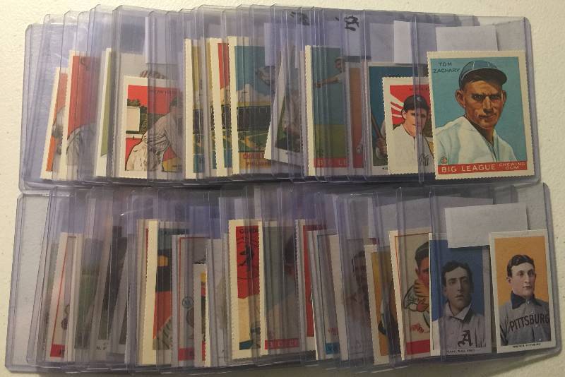 lot 1064 image: Huge 50 Card Vintage Reprint Throwback Lot Featuring T-206 Honus Wagner Goudey & T209 Tobacco Cards