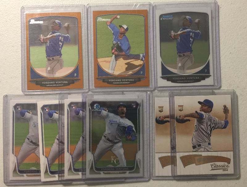 lot 1062 image: Lot of 9 Yordano Ventura Rookie Baseball Cards Bowman Classics & Bowman Chrome