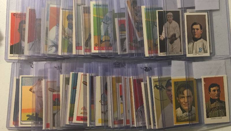 lot 1066 image: 50 Card Vintage Reprint Throwback Lot Featuring Honus Wagner T-206 Goudey & T209 Tobacco Cards