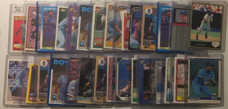 lot 1076 image: Lot of 30 Different George Brett Baseball Cards Topps Donruss Fleer 1984-93