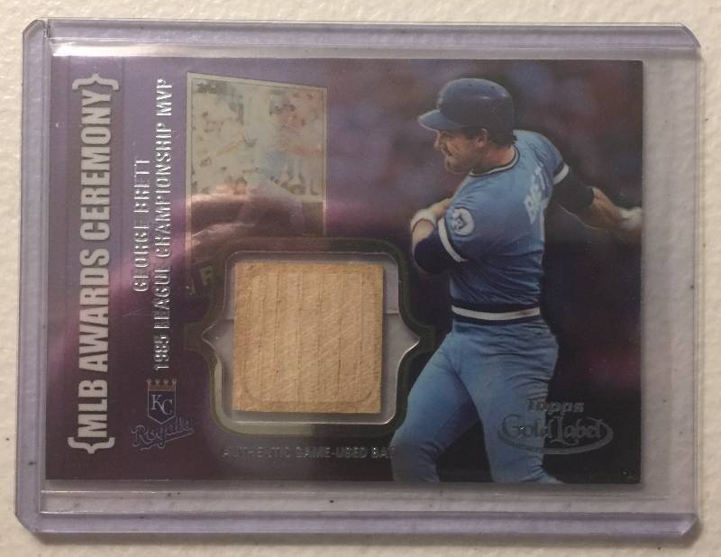 lot 1032D image: 2002 Topps Gold Label George Brett Game Used Kansas City Royals Bat Card