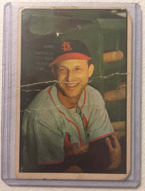 lot 1006A image: Original 1953 Bowman Stan Musial St. Louis Cardinals Book Value $600