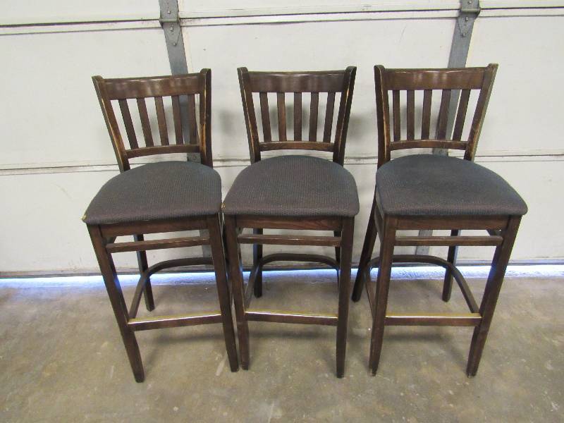 lot 1025 image: Lot Of (3) Wood Frame Bar Height Chairs