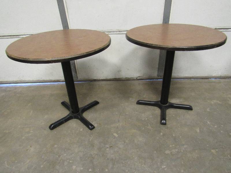 lot 1027 image: Pair Of 30 Tables On Heavy Cast Bases