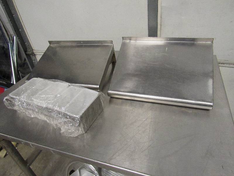 lot 1038 image: Pair Of 16 Stainless Shelves With Mounting Brackets