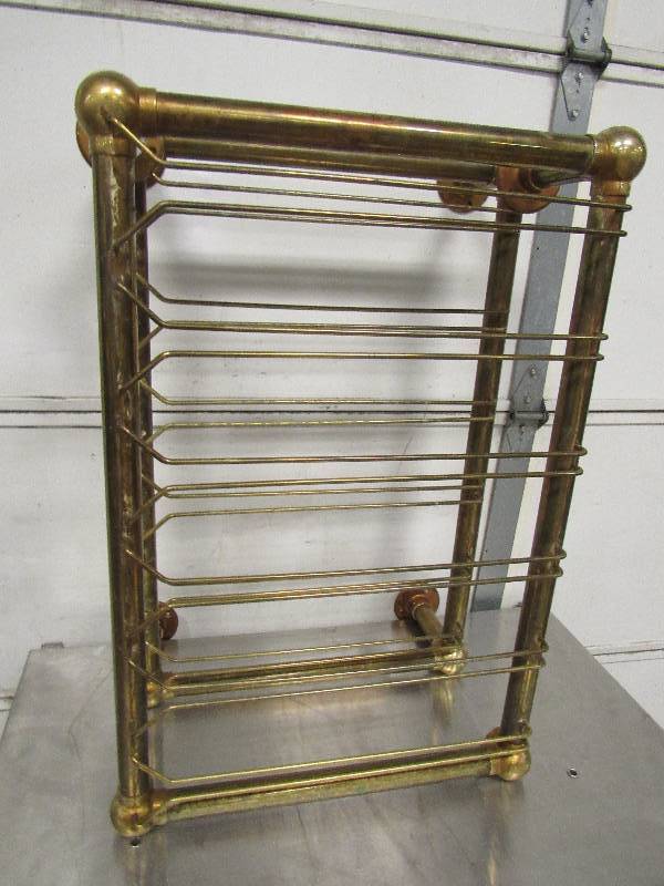 lot 1142 image: (2) Brass Stemmed Glass Racks