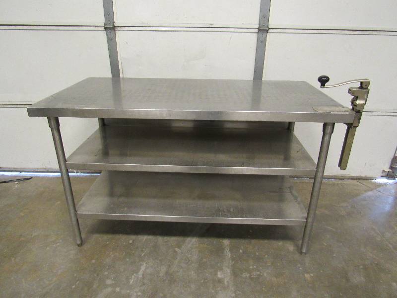 lot 1143 image: 60x30 Full Stainless Table With Edlund #1 Can Opener