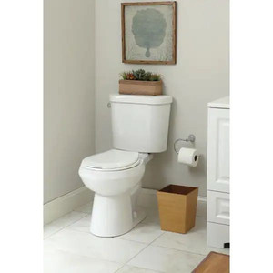 lot 66226 image: Glacier Bay 2-Piece 1.28 GPF High Efficiency Single Flush Round Toilet in White Retail $109.00