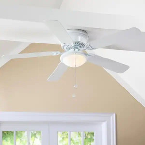 lot 66250 image: Hugger AL383LED-WH 52 in. LED Indoor White Ceiling Fan with Light Kit Retail $59.99