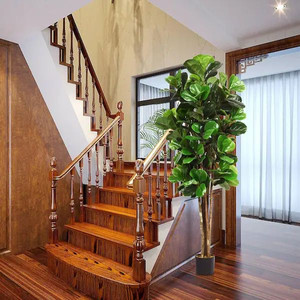 lot 66260 image: Gymax 6 ft. Artificial Fiddle Leaf Fig Tree Indoor-Outdoor Home Decorative Planter Retail $172.99