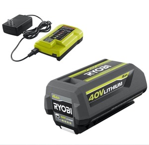 lot 66285 image: RYOBI 40V Lithium Ion Battery 4Ah with Charger Retail $139.99
