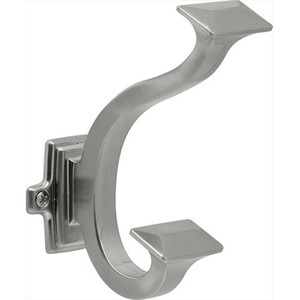 lot 66296 image: Hickory Hardware Large Satin Nickel Silver Zinc 5 In. L Double Hook Retail $19.98