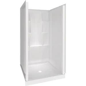 lot 66304 image: Delta Bathing System Classic 74 in. H x 36 in. W x 36 in. L White Rectangle Acrylic Shower Wall -Retail $ 579.00