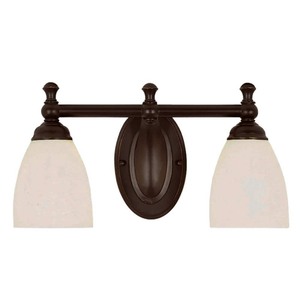 lot 66310 image: Bel Air Lighting 2-Light Rubbed Oil Bronze Vanity Light with Opal Glass Shades -Retail $116.85